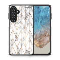 Thumbnail for Θήκη Samsung Galaxy M35 5G Gold Geometric Marble από τη Smartfits με σχέδιο στο πίσω μέρος και μαύρο περίβλημα | Samsung Galaxy M35 5G Gold Geometric Marble case with colorful back and black bezels