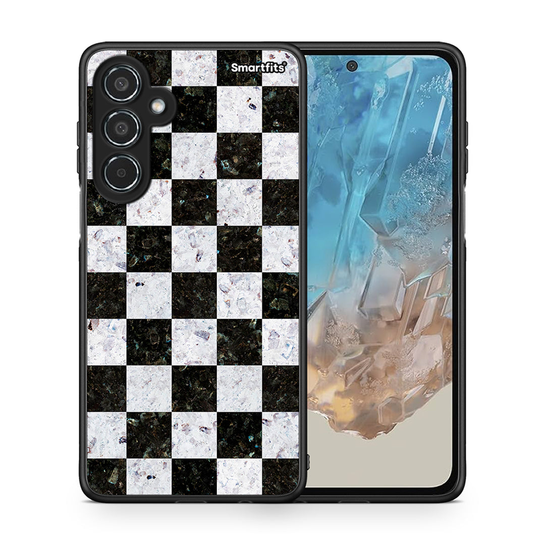 Θήκη Samsung Galaxy M35 5G Square Geometric Marble από τη Smartfits με σχέδιο στο πίσω μέρος και μαύρο περίβλημα | Samsung Galaxy M35 5G Square Geometric Marble case with colorful back and black bezels