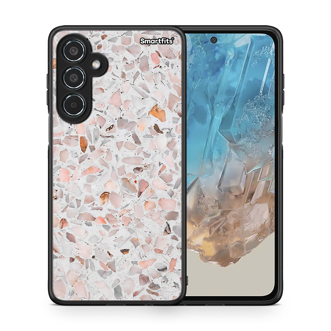 Θήκη Samsung Galaxy M35 5G Marble Terrazzo από τη Smartfits με σχέδιο στο πίσω μέρος και μαύρο περίβλημα | Samsung Galaxy M35 5G Marble Terrazzo case with colorful back and black bezels