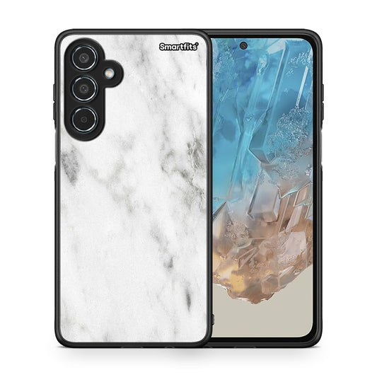 Θήκη Samsung Galaxy M35 5G White Marble από τη Smartfits με σχέδιο στο πίσω μέρος και μαύρο περίβλημα | Samsung Galaxy M35 5G White Marble case with colorful back and black bezels