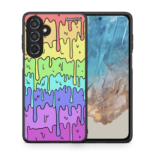 Θήκη Samsung Galaxy M35 5G Melting Rainbow από τη Smartfits με σχέδιο στο πίσω μέρος και μαύρο περίβλημα | Samsung Galaxy M35 5G Melting Rainbow case with colorful back and black bezels