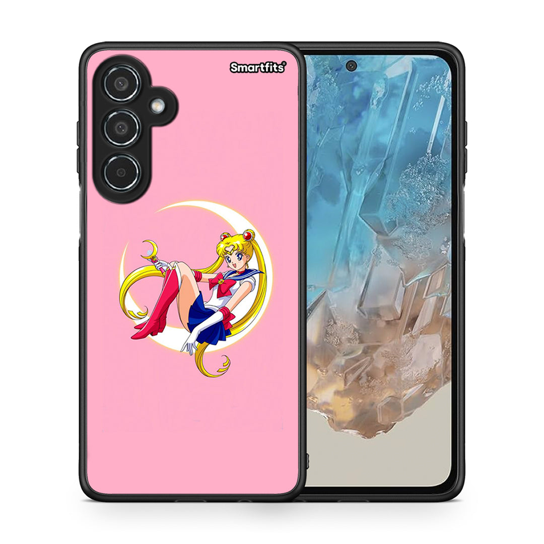 Θήκη Samsung Galaxy M35 5G Moon Girl από τη Smartfits με σχέδιο στο πίσω μέρος και μαύρο περίβλημα | Samsung Galaxy M35 5G Moon Girl case with colorful back and black bezels