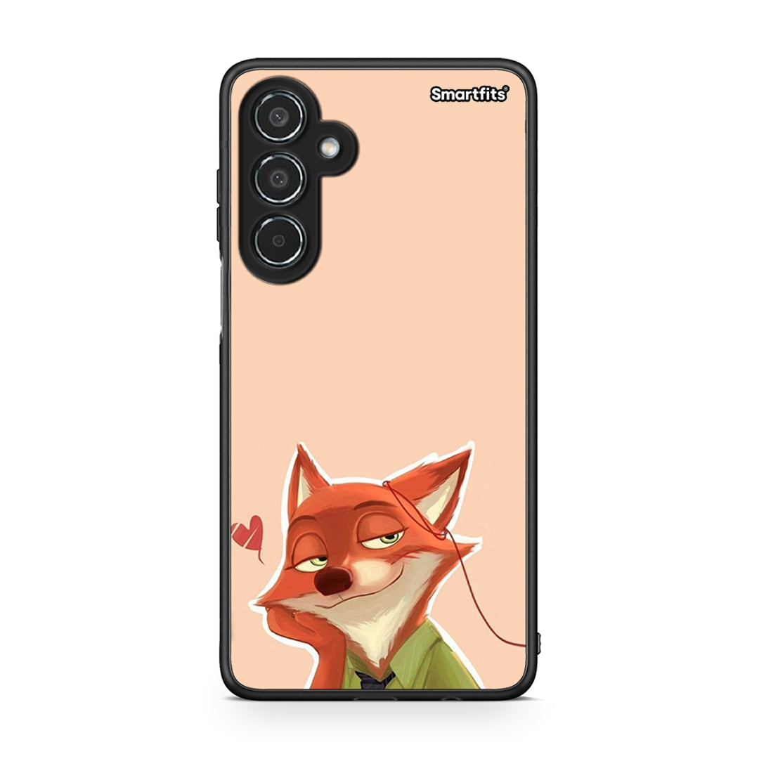 Samsung Galaxy M35 5G Nick Wilde And Judy Hopps Love 1 θήκη από τη Smartfits με σχέδιο στο πίσω μέρος και μαύρο περίβλημα | Smartphone case with colorful back and black bezels by Smartfits