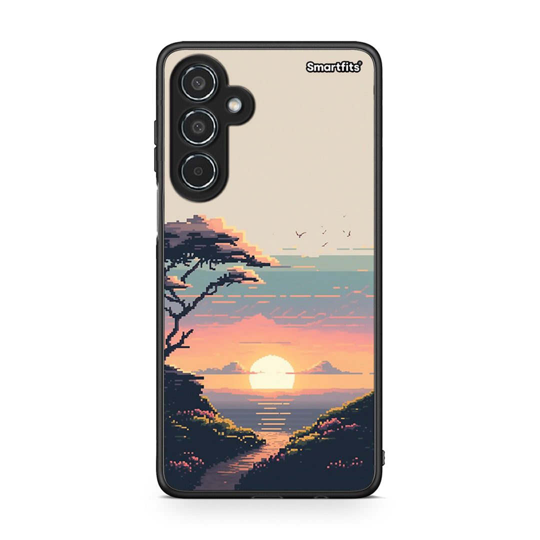 Samsung Galaxy M35 5G Pixel Sunset Θήκη από τη Smartfits με σχέδιο στο πίσω μέρος και μαύρο περίβλημα | Smartphone case with colorful back and black bezels by Smartfits