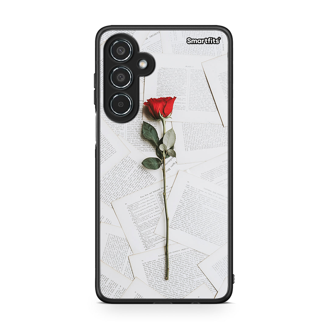 Samsung Galaxy M35 5G Red Rose θήκη από τη Smartfits με σχέδιο στο πίσω μέρος και μαύρο περίβλημα | Smartphone case with colorful back and black bezels by Smartfits