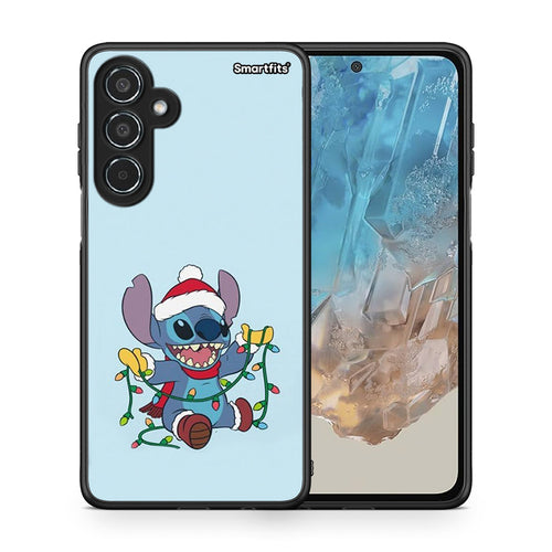 Θήκη Samsung Galaxy M35 5G Santa Stich από τη Smartfits με σχέδιο στο πίσω μέρος και μαύρο περίβλημα | Samsung Galaxy M35 5G Santa Stich case with colorful back and black bezels