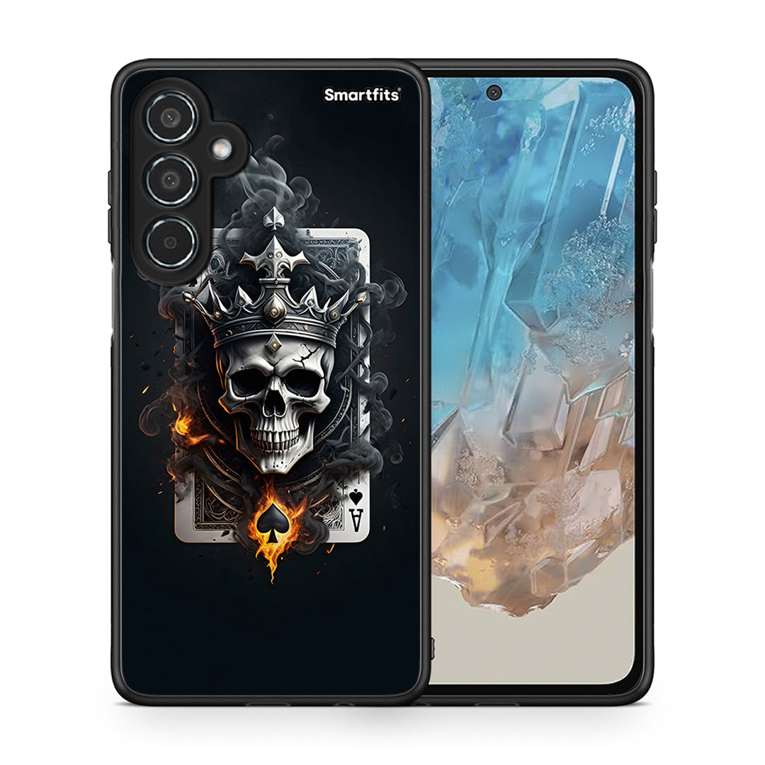 Θήκη Samsung Galaxy M35 5G Skull King Ace από τη Smartfits με σχέδιο στο πίσω μέρος και μαύρο περίβλημα | Samsung Galaxy M35 5G Skull King Ace case with colorful back and black bezels