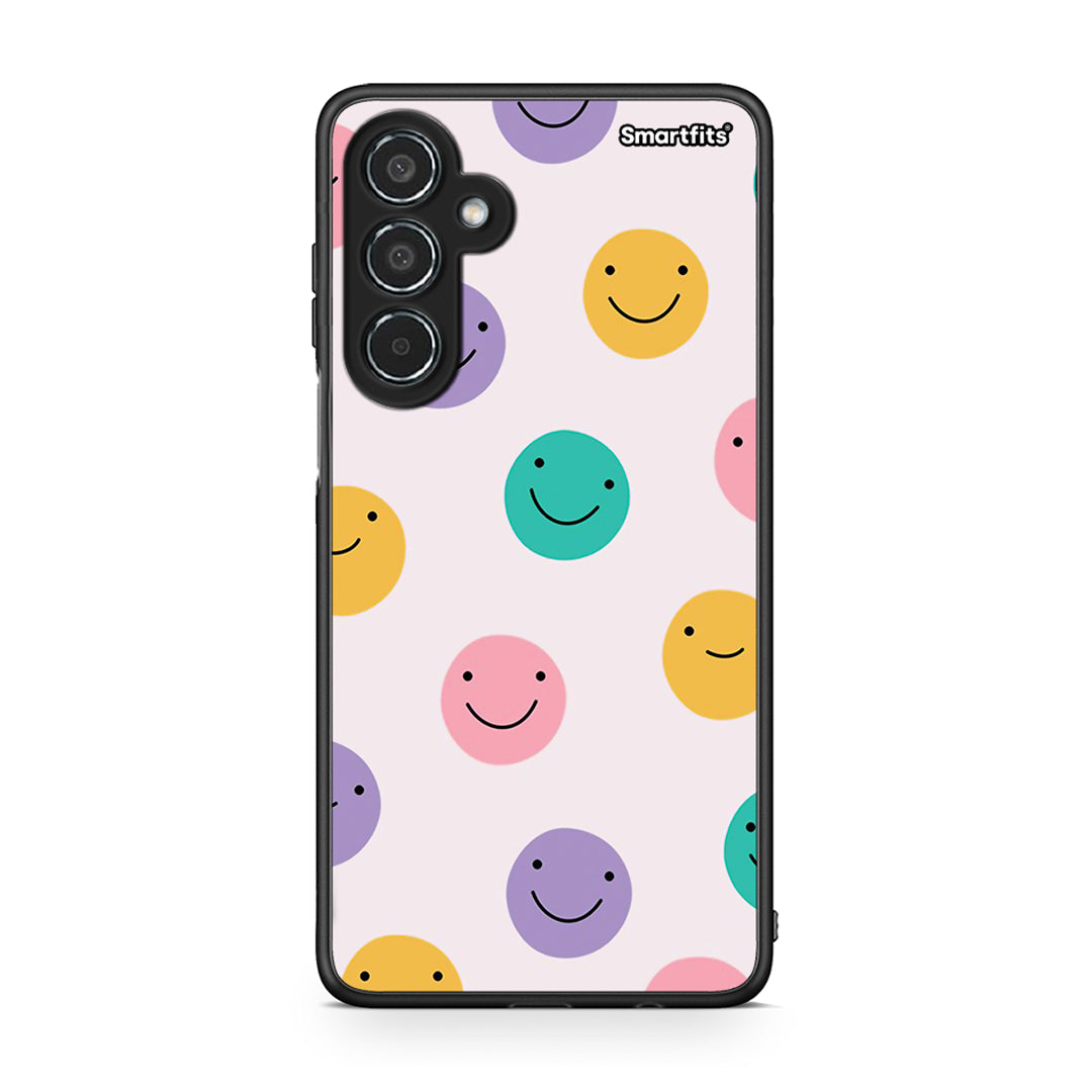 Samsung Galaxy M35 5G Smiley Faces θήκη από τη Smartfits με σχέδιο στο πίσω μέρος και μαύρο περίβλημα | Smartphone case with colorful back and black bezels by Smartfits