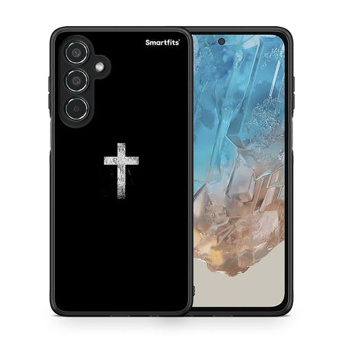 Θήκη Samsung Galaxy M35 5G White Cross από τη Smartfits με σχέδιο στο πίσω μέρος και μαύρο περίβλημα | Samsung Galaxy M35 5G White Cross case with colorful back and black bezels