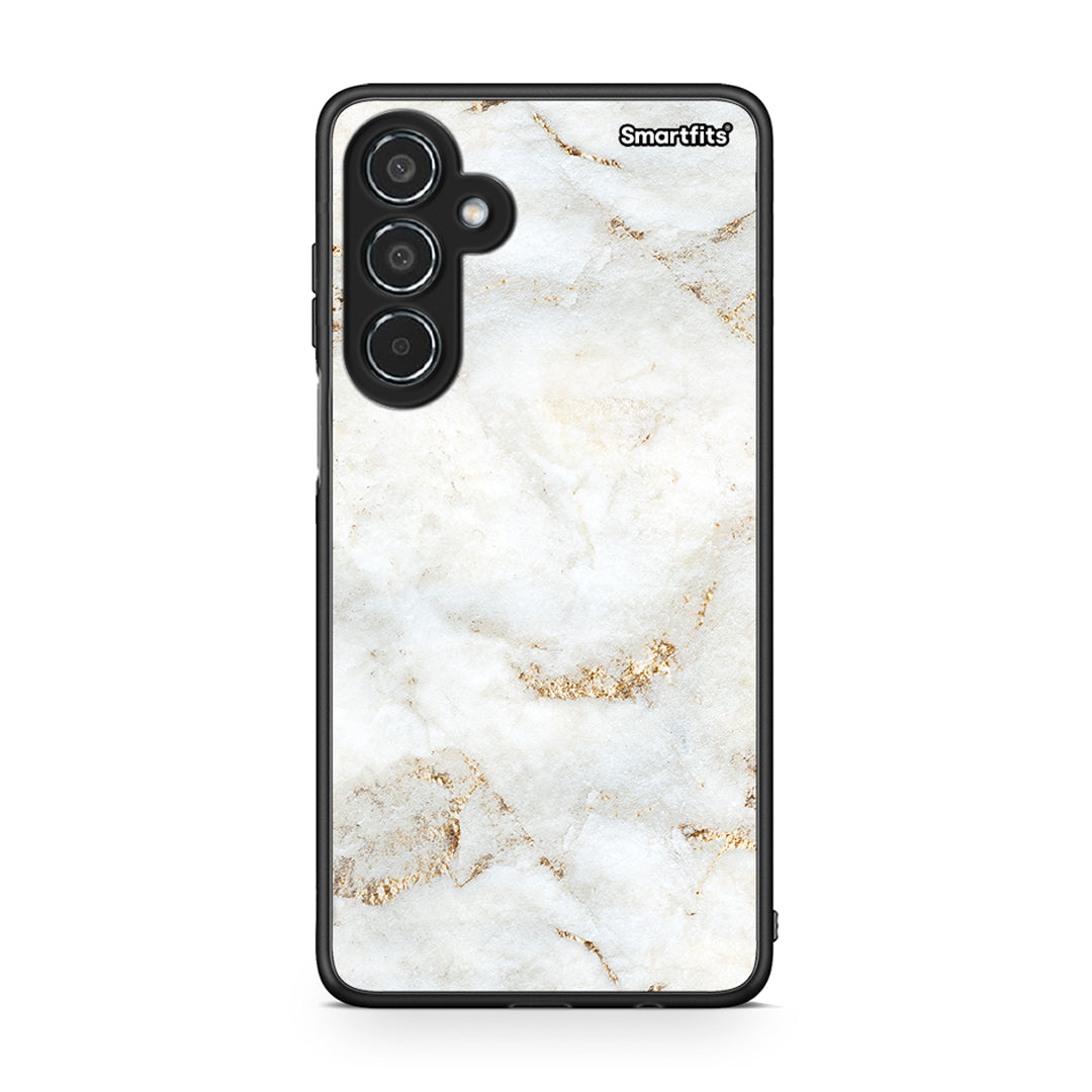 Samsung Galaxy M35 5G White Gold Marble θήκη από τη Smartfits με σχέδιο στο πίσω μέρος και μαύρο περίβλημα | Smartphone case with colorful back and black bezels by Smartfits