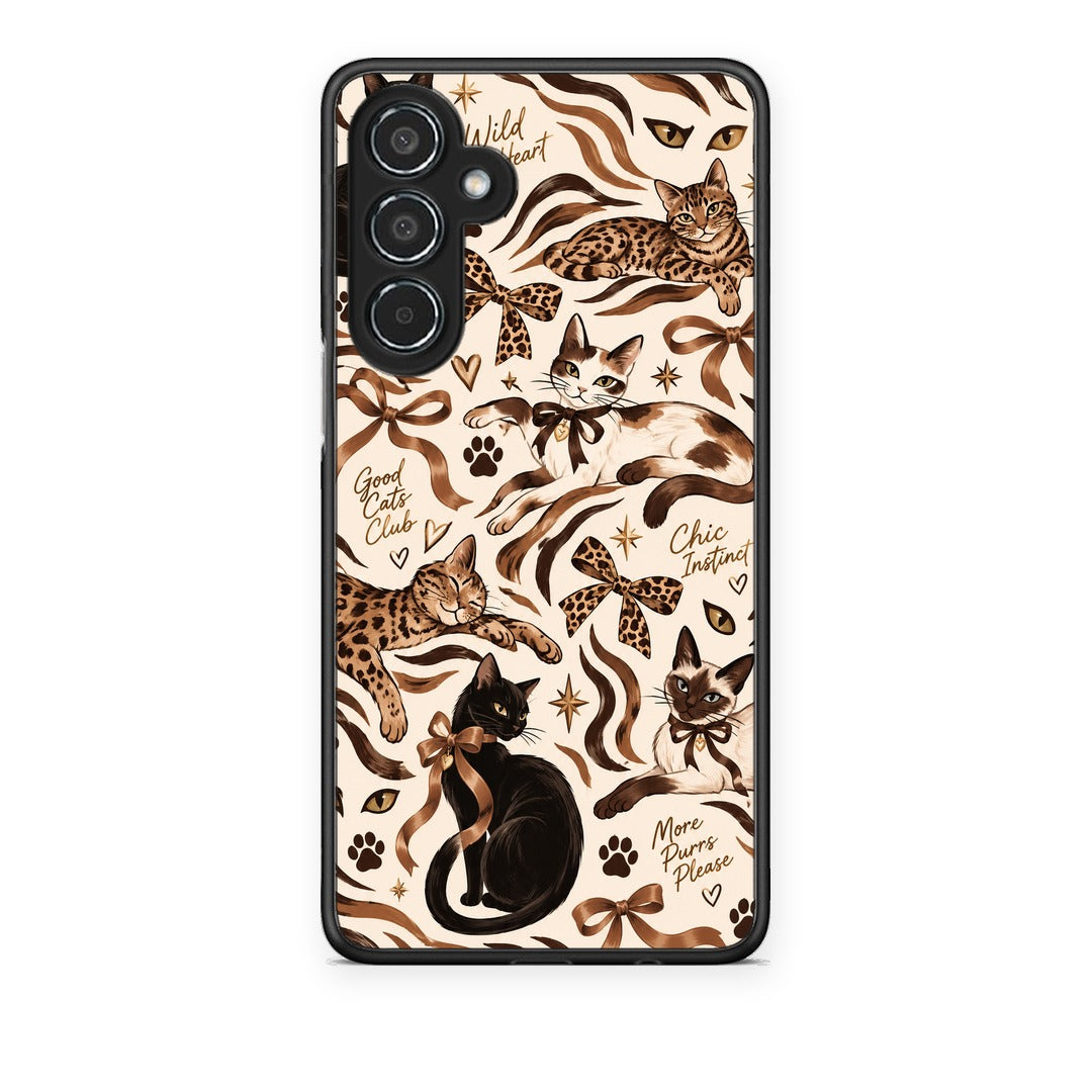 Θήκη Samsung Galaxy M35 5G Wild Cats and Animal Print Collage από τη Smartfits με σχέδιο στο πίσω μέρος και μαύρο περίβλημα | Samsung Galaxy M35 5G Wild Cats and Animal Print Collage case with colorful back and black bezels