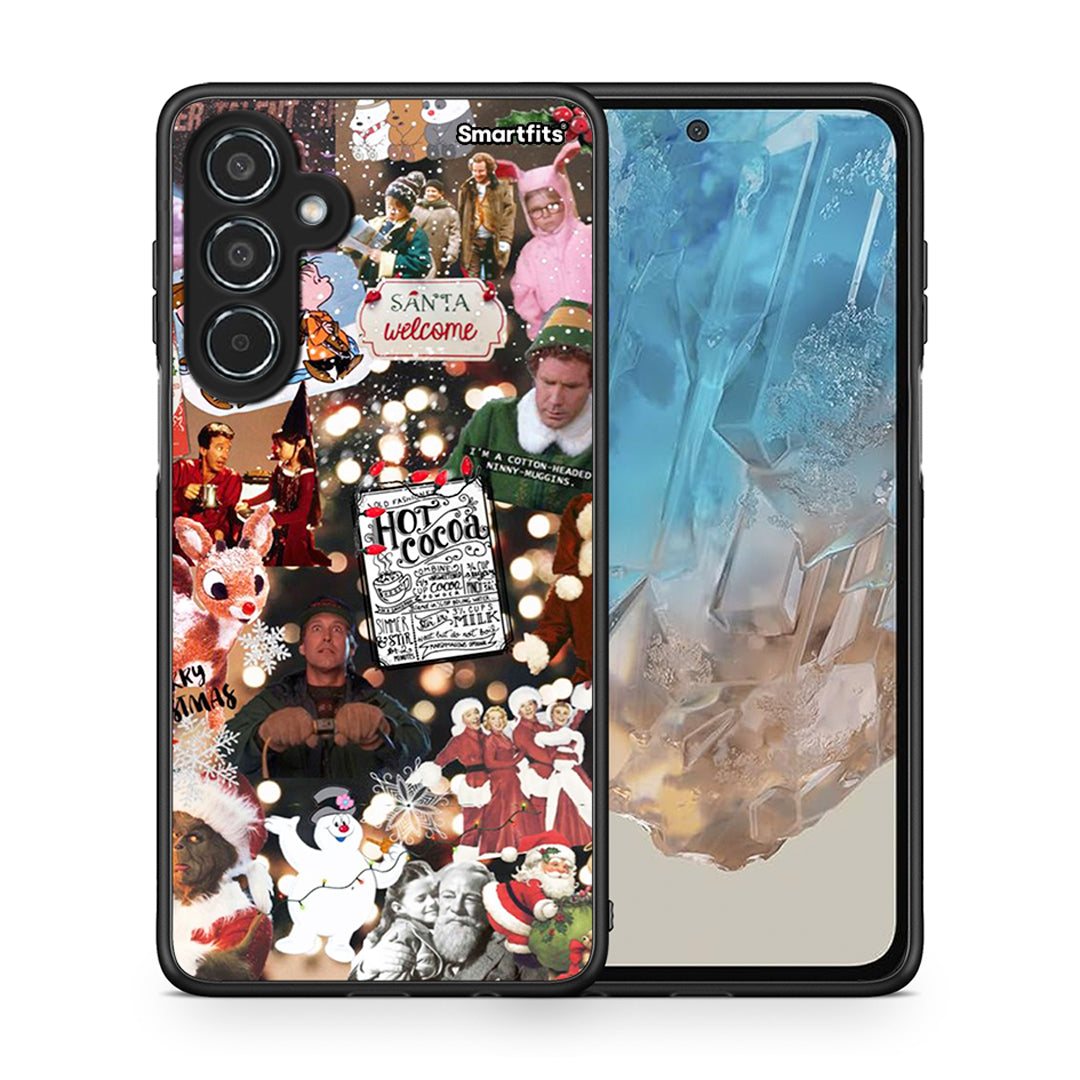 Θήκη Samsung Galaxy M35 5G Xmas Movies από τη Smartfits με σχέδιο στο πίσω μέρος και μαύρο περίβλημα | Samsung Galaxy M35 5G Xmas Movies case with colorful back and black bezels
