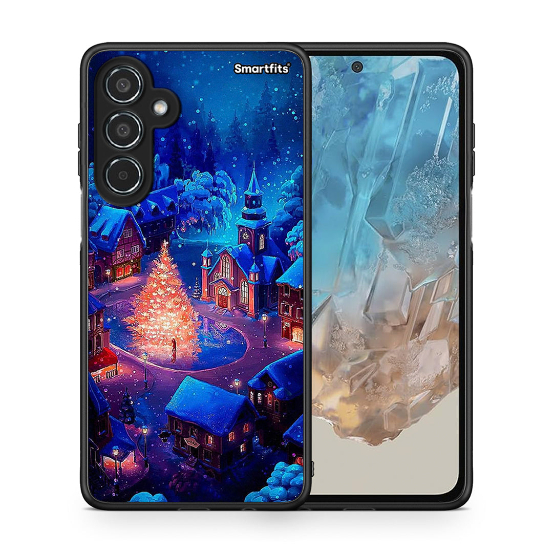 Θήκη Samsung Galaxy M35 5G Xmas Village από τη Smartfits με σχέδιο στο πίσω μέρος και μαύρο περίβλημα | Samsung Galaxy M35 5G Xmas Village case with colorful back and black bezels