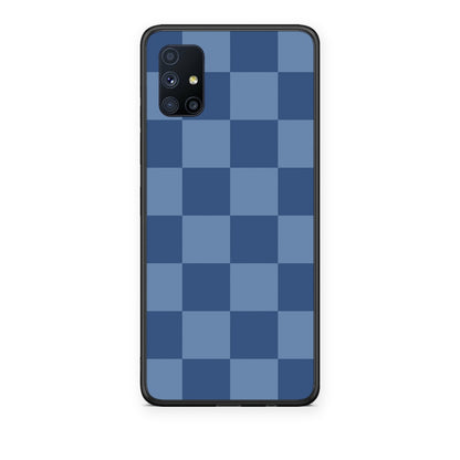 Θήκη Samsung Galaxy M51 Denim Blue Checkerboard από τη Smartfits με σχέδιο στο πίσω μέρος και μαύρο περίβλημα | Samsung Galaxy M51 Denim Blue Checkerboard case with colorful back and black bezels