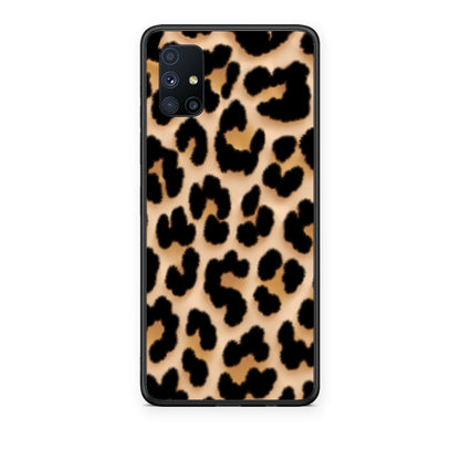Θήκη Samsung Galaxy M51 Leopard Print Tan Large από τη Smartfits με σχέδιο στο πίσω μέρος και μαύρο περίβλημα | Samsung Galaxy M51 Leopard Print Tan Large case with colorful back and black bezels