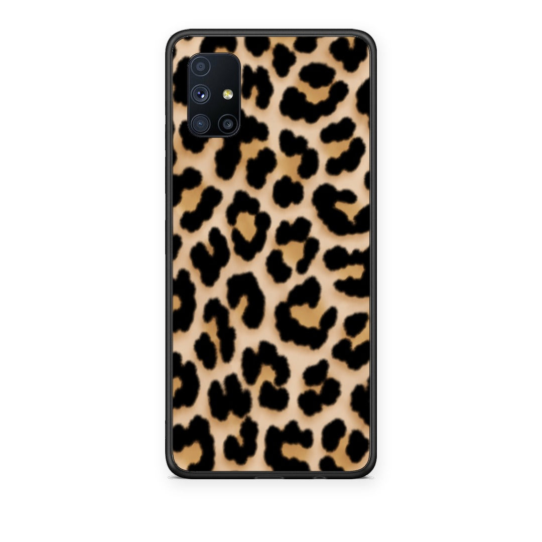 Θήκη Samsung Galaxy M51 Leopard Print Tan Small από τη Smartfits με σχέδιο στο πίσω μέρος και μαύρο περίβλημα | Samsung Galaxy M51 Leopard Print Tan Small case with colorful back and black bezels