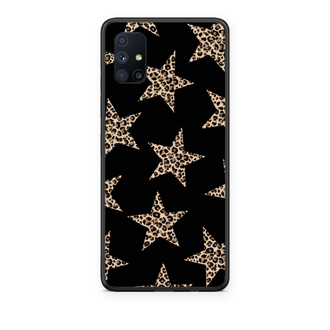 Θήκη Samsung Galaxy M51 Leopard Stars on Black από τη Smartfits με σχέδιο στο πίσω μέρος και μαύρο περίβλημα | Samsung Galaxy M51 Leopard Stars on Black case with colorful back and black bezels