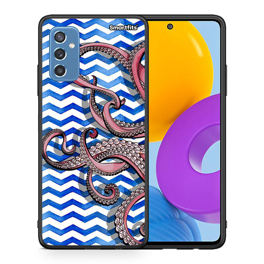 Θήκη Samsung M52 5G Chevron Devilfish από τη Smartfits με σχέδιο στο πίσω μέρος και μαύρο περίβλημα | Samsung M52 5G Chevron Devilfish case with colorful back and black bezels