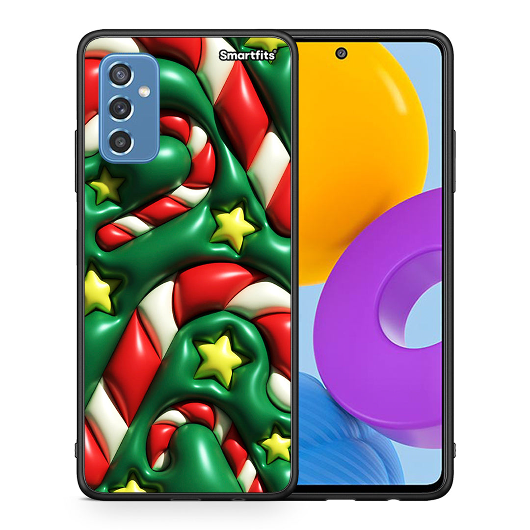 Θήκη Samsung M52 5G Christmas Bubbles από τη Smartfits με σχέδιο στο πίσω μέρος και μαύρο περίβλημα | Samsung M52 5G Christmas Bubbles case with colorful back and black bezels