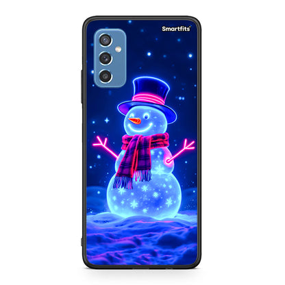 Samsung M52 5G Christmas Neon Snowman θήκη από τη Smartfits με σχέδιο στο πίσω μέρος και μαύρο περίβλημα | Smartphone case with colorful back and black bezels by Smartfits