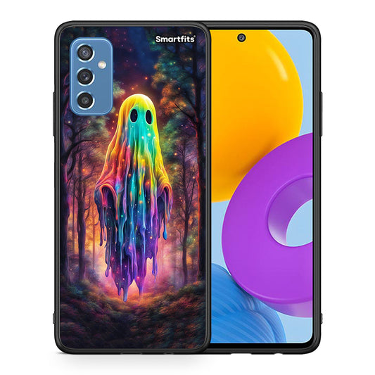 Θήκη Samsung M52 5G Halloween Ghost από τη Smartfits με σχέδιο στο πίσω μέρος και μαύρο περίβλημα | Samsung M52 5G Halloween Ghost case with colorful back and black bezels