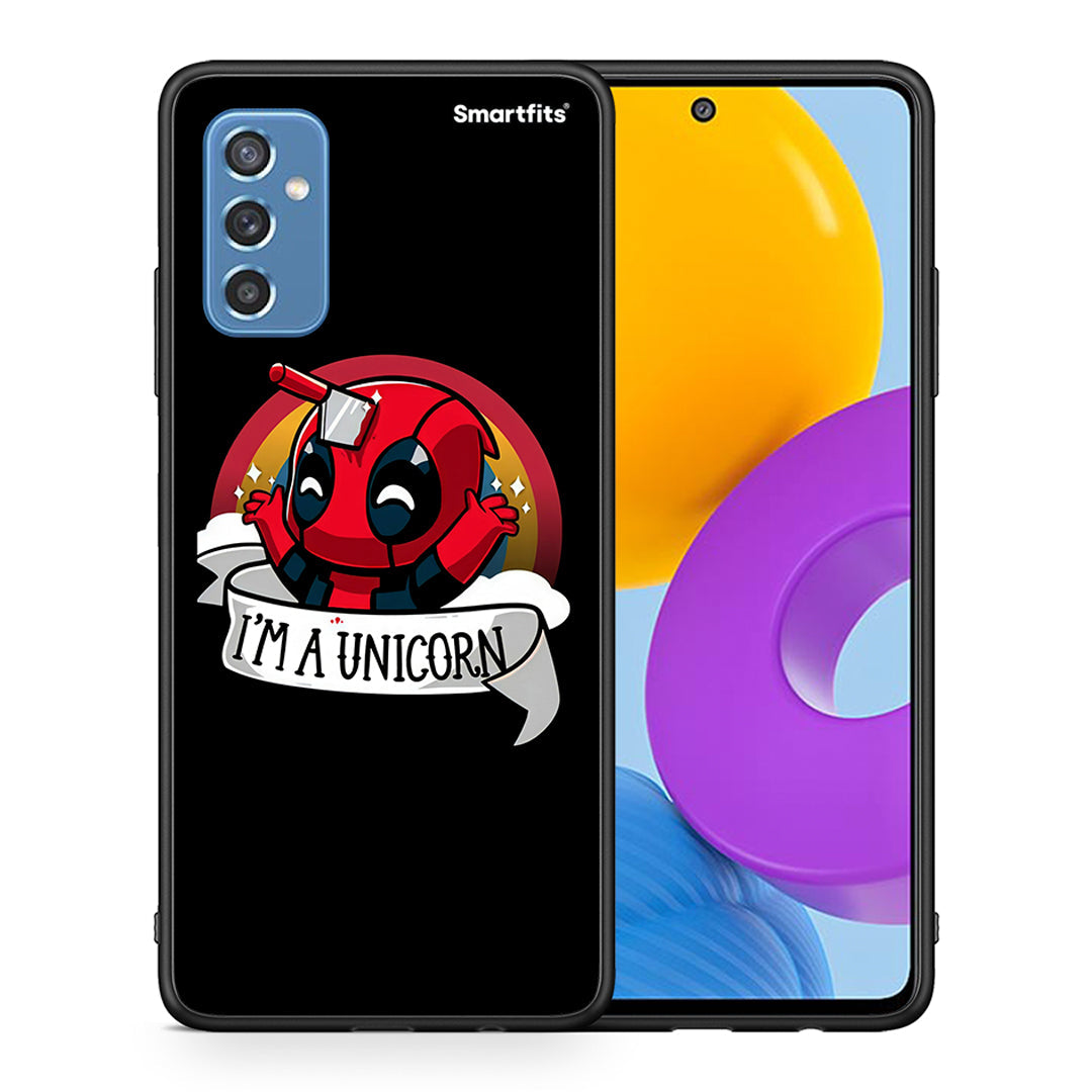 Θήκη Samsung M52 5G Unicorn Deadpool από τη Smartfits με σχέδιο στο πίσω μέρος και μαύρο περίβλημα | Samsung M52 5G Unicorn Deadpool case with colorful back and black bezels