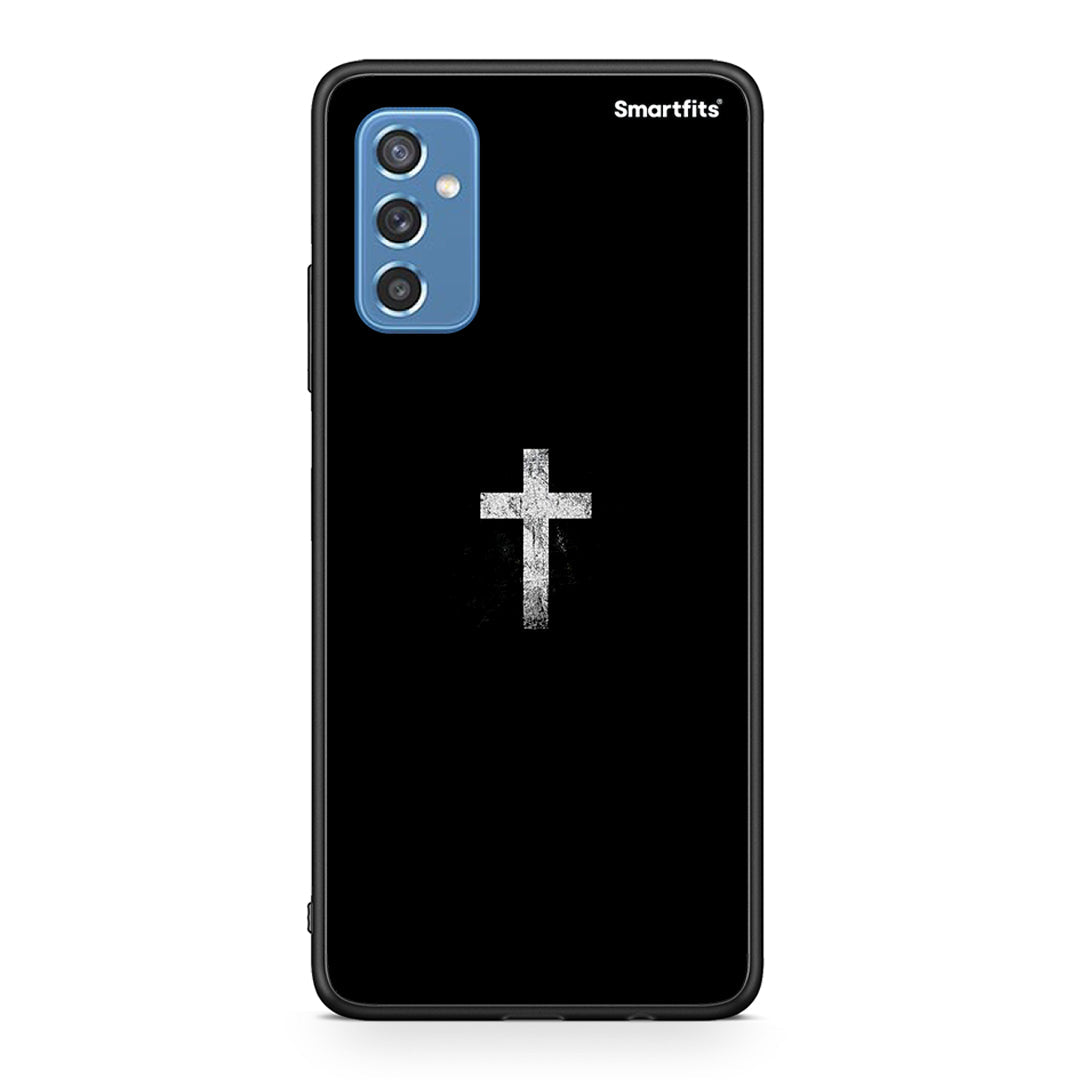 Samsung M52 5G White Cross θήκη από τη Smartfits με σχέδιο στο πίσω μέρος και μαύρο περίβλημα | Smartphone case with colorful back and black bezels by Smartfits