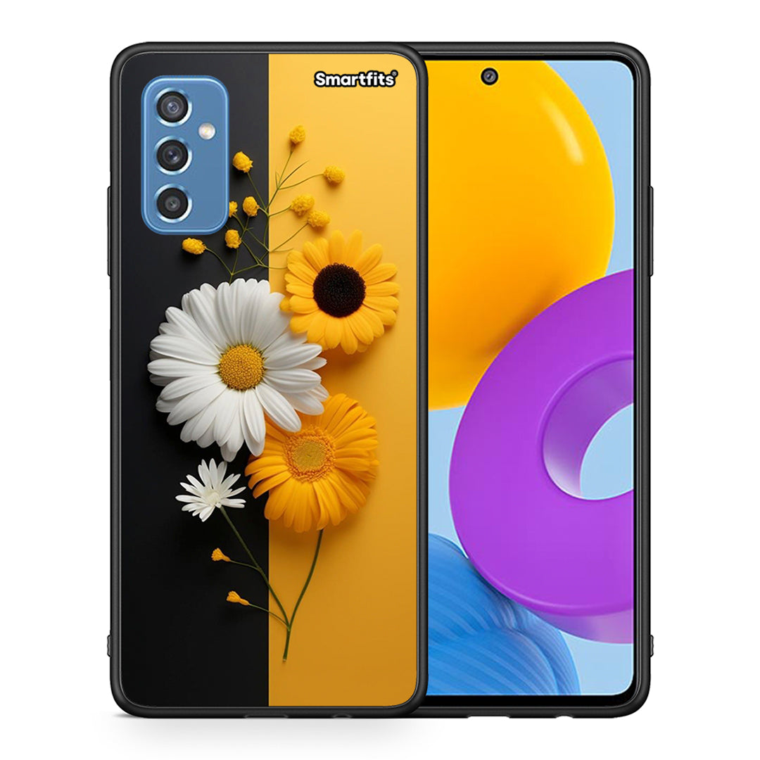 Θήκη Samsung M52 5G Yellow Daisies από τη Smartfits με σχέδιο στο πίσω μέρος και μαύρο περίβλημα | Samsung M52 5G Yellow Daisies case with colorful back and black bezels