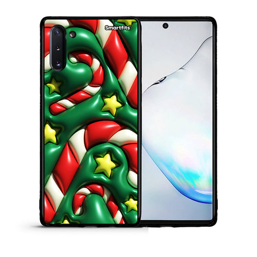 Θήκη Samsung Note 10 Christmas Bubbles από τη Smartfits με σχέδιο στο πίσω μέρος και μαύρο περίβλημα | Samsung Note 10 Christmas Bubbles case with colorful back and black bezels