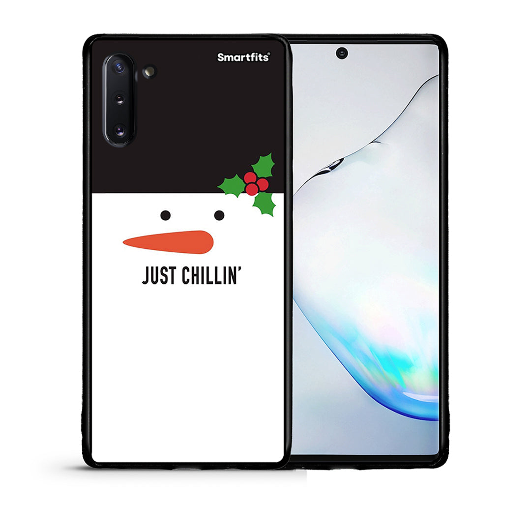 Θήκη Samsung Note 10 Christmas Chillin από τη Smartfits με σχέδιο στο πίσω μέρος και μαύρο περίβλημα | Samsung Note 10 Christmas Chillin case with colorful back and black bezels