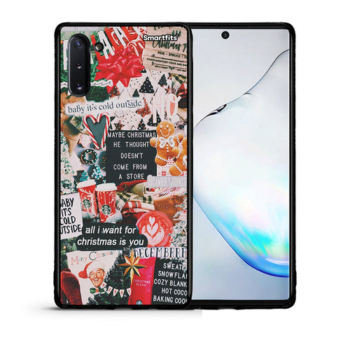Θήκη Samsung Note 10 Christmas Happiness από τη Smartfits με σχέδιο στο πίσω μέρος και μαύρο περίβλημα | Samsung Note 10 Christmas Happiness case with colorful back and black bezels