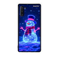 Thumbnail for Samsung Note 10 Christmas Neon Snowman θήκη από τη Smartfits με σχέδιο στο πίσω μέρος και μαύρο περίβλημα | Smartphone case with colorful back and black bezels by Smartfits