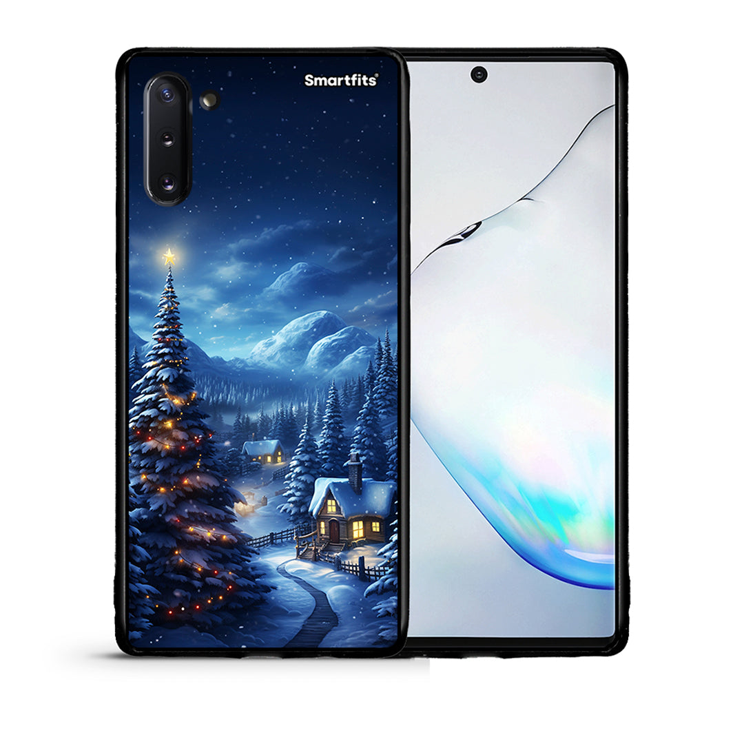 Θήκη Samsung Note 10 Christmas Scenery από τη Smartfits με σχέδιο στο πίσω μέρος και μαύρο περίβλημα | Samsung Note 10 Christmas Scenery case with colorful back and black bezels
