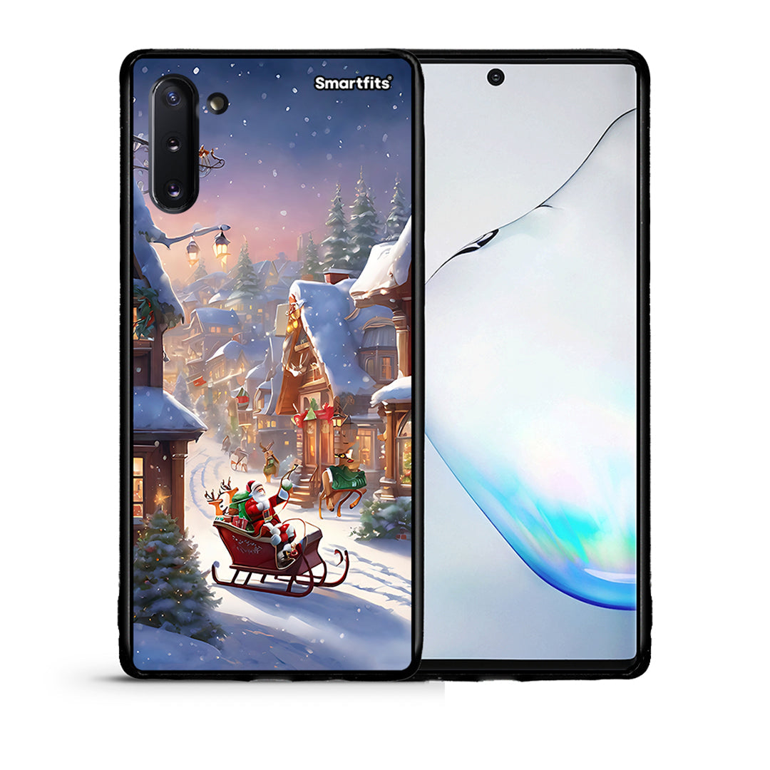 Θήκη Samsung Note 10 Christmas Snow από τη Smartfits με σχέδιο στο πίσω μέρος και μαύρο περίβλημα | Samsung Note 10 Christmas Snow case with colorful back and black bezels