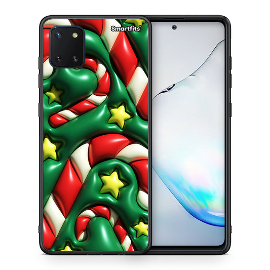 Θήκη Samsung Note 10 Lite Christmas Bubbles από τη Smartfits με σχέδιο στο πίσω μέρος και μαύρο περίβλημα | Samsung Note 10 Lite Christmas Bubbles case with colorful back and black bezels