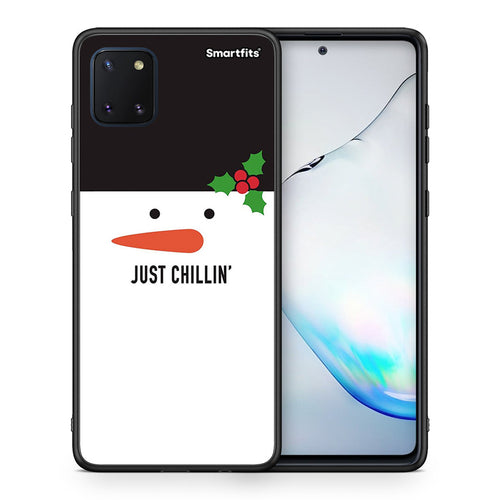 Θήκη Samsung Note 10 Lite Christmas Chillin από τη Smartfits με σχέδιο στο πίσω μέρος και μαύρο περίβλημα | Samsung Note 10 Lite Christmas Chillin case with colorful back and black bezels