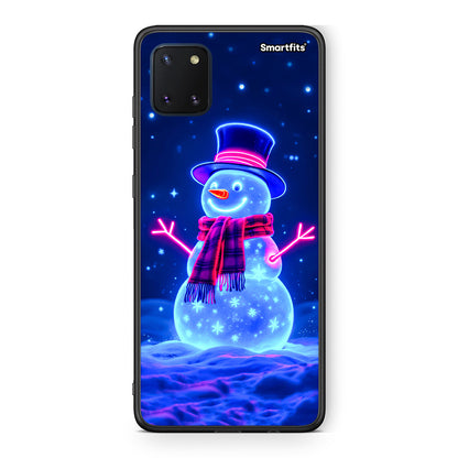 Samsung Note 10 Lite Christmas Neon Snowman θήκη από τη Smartfits με σχέδιο στο πίσω μέρος και μαύρο περίβλημα | Smartphone case with colorful back and black bezels by Smartfits
