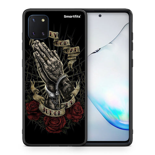 Θήκη Samsung Note 10 Lite Judge By God από τη Smartfits με σχέδιο στο πίσω μέρος και μαύρο περίβλημα | Samsung Note 10 Lite Judge By God case with colorful back and black bezels