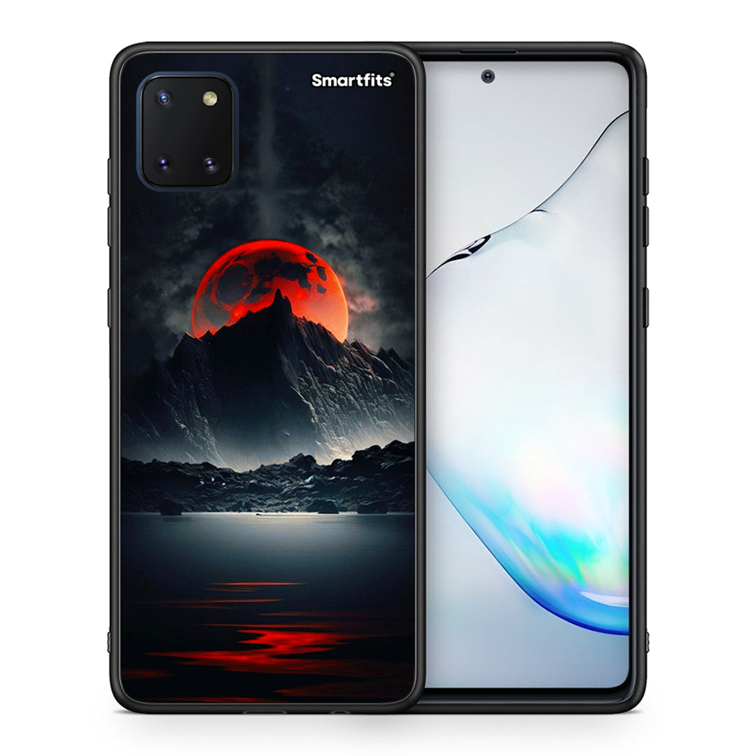 Θήκη Samsung Note 10 Lite Red Full Moon από τη Smartfits με σχέδιο στο πίσω μέρος και μαύρο περίβλημα | Samsung Note 10 Lite Red Full Moon case with colorful back and black bezels