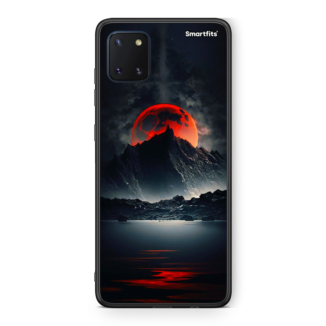 Samsung Note 10 Lite Red Full Moon θήκη από τη Smartfits με σχέδιο στο πίσω μέρος και μαύρο περίβλημα | Smartphone case with colorful back and black bezels by Smartfits
