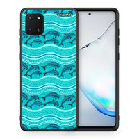 Thumbnail for Θήκη Samsung Note 10 Lite Swimming Dolphins από τη Smartfits με σχέδιο στο πίσω μέρος και μαύρο περίβλημα | Samsung Note 10 Lite Swimming Dolphins case with colorful back and black bezels