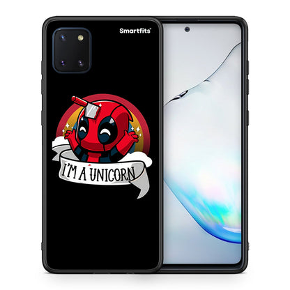 Θήκη Samsung Note 10 Lite Unicorn Deadpool από τη Smartfits με σχέδιο στο πίσω μέρος και μαύρο περίβλημα | Samsung Note 10 Lite Unicorn Deadpool case with colorful back and black bezels