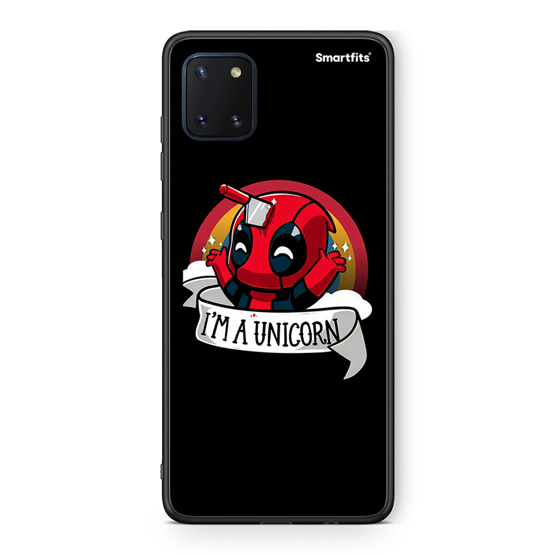 Samsung Note 10 Lite Unicorn Deadpool θήκη από τη Smartfits με σχέδιο στο πίσω μέρος και μαύρο περίβλημα | Smartphone case with colorful back and black bezels by Smartfits