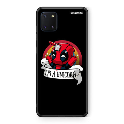 Samsung Note 10 Lite Unicorn Deadpool θήκη από τη Smartfits με σχέδιο στο πίσω μέρος και μαύρο περίβλημα | Smartphone case with colorful back and black bezels by Smartfits