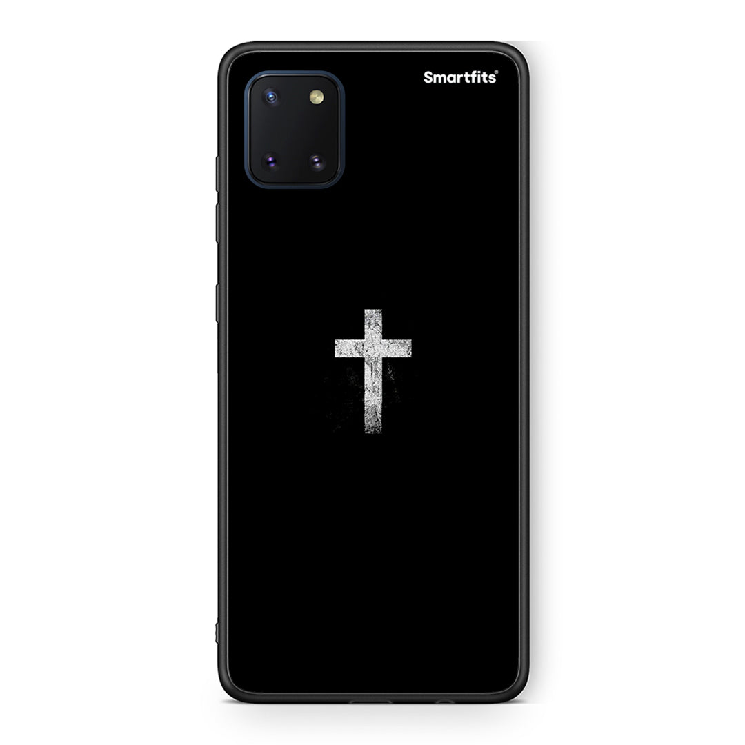 Samsung Note 10 Lite White Cross θήκη από τη Smartfits με σχέδιο στο πίσω μέρος και μαύρο περίβλημα | Smartphone case with colorful back and black bezels by Smartfits