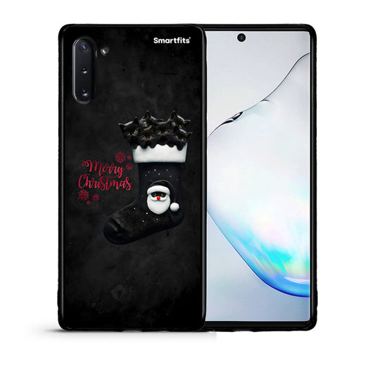 Θήκη Samsung Note 10 Merry Cat Christmas από τη Smartfits με σχέδιο στο πίσω μέρος και μαύρο περίβλημα | Samsung Note 10 Merry Cat Christmas case with colorful back and black bezels