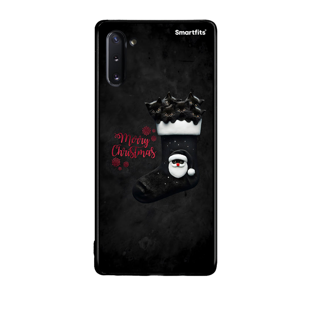 Samsung Note 10 Merry Cat Christmas θήκη από τη Smartfits με σχέδιο στο πίσω μέρος και μαύρο περίβλημα | Smartphone case with colorful back and black bezels by Smartfits