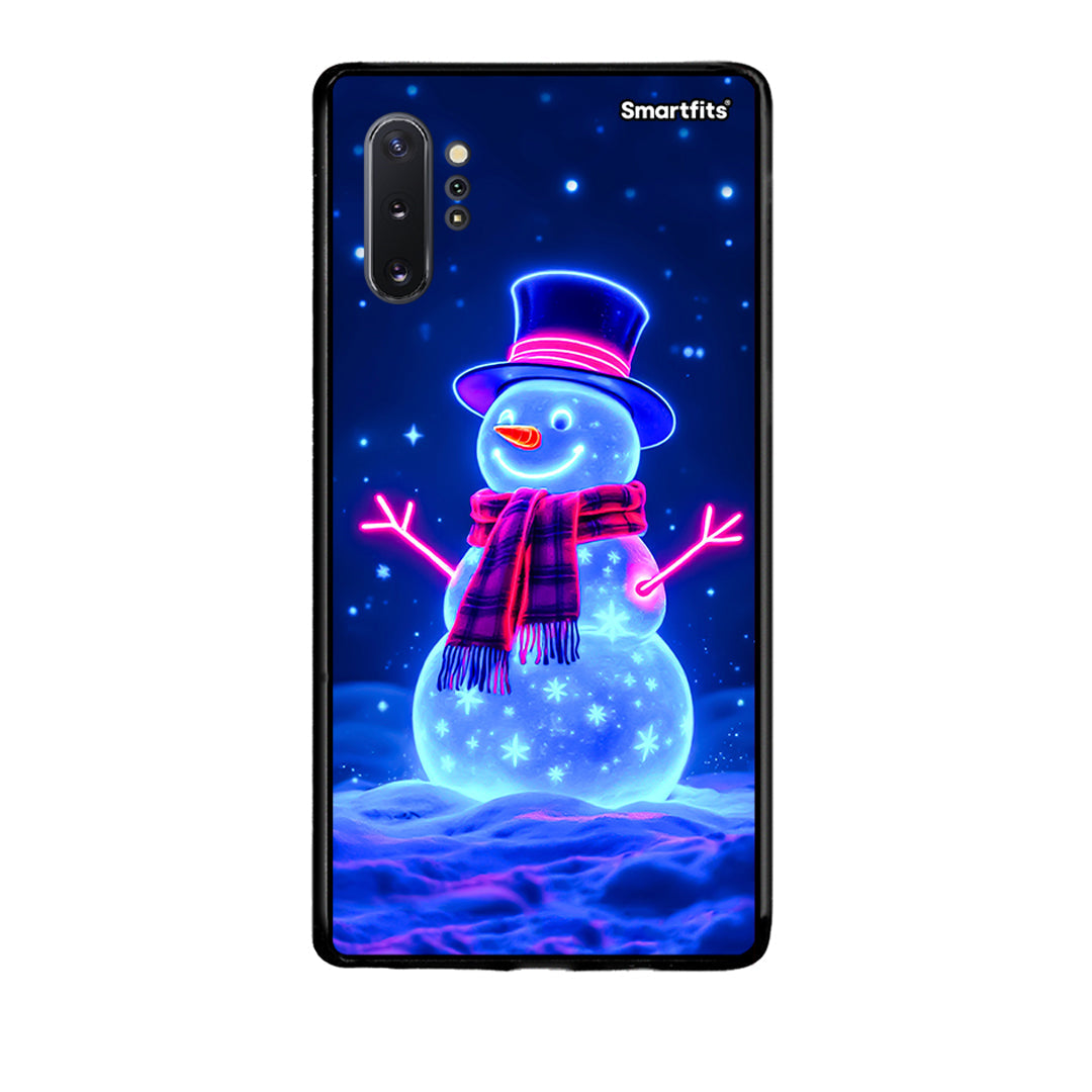 Samsung Note 10+ Christmas Neon Snowman θήκη από τη Smartfits με σχέδιο στο πίσω μέρος και μαύρο περίβλημα | Smartphone case with colorful back and black bezels by Smartfits