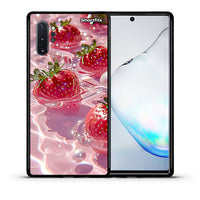 Thumbnail for Θήκη Samsung Note 10+ Juicy Strawberries από τη Smartfits με σχέδιο στο πίσω μέρος και μαύρο περίβλημα | Samsung Note 10+ Juicy Strawberries case with colorful back and black bezels