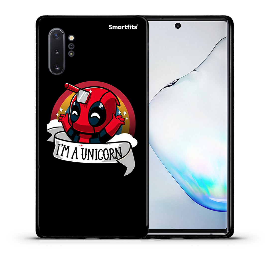 Θήκη Samsung Note 10+ Unicorn Deadpool από τη Smartfits με σχέδιο στο πίσω μέρος και μαύρο περίβλημα | Samsung Note 10+ Unicorn Deadpool case with colorful back and black bezels